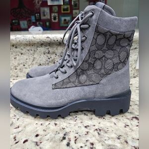 SOLD Coach Men's Citysole Lace Up Boots in Industrial Gray Suede Jaquard SZ 10D